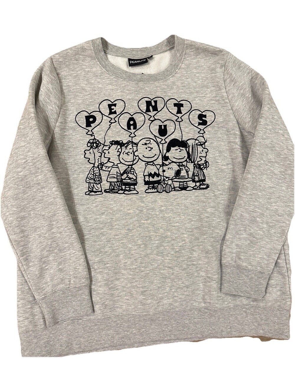 Peanuts Snoopy Charlie Brown Gray Graphic Sweatshirt 1X Fleece Pullover